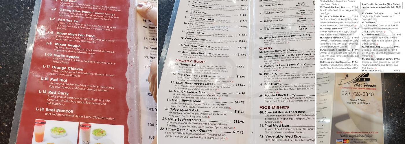 Thai House Menu