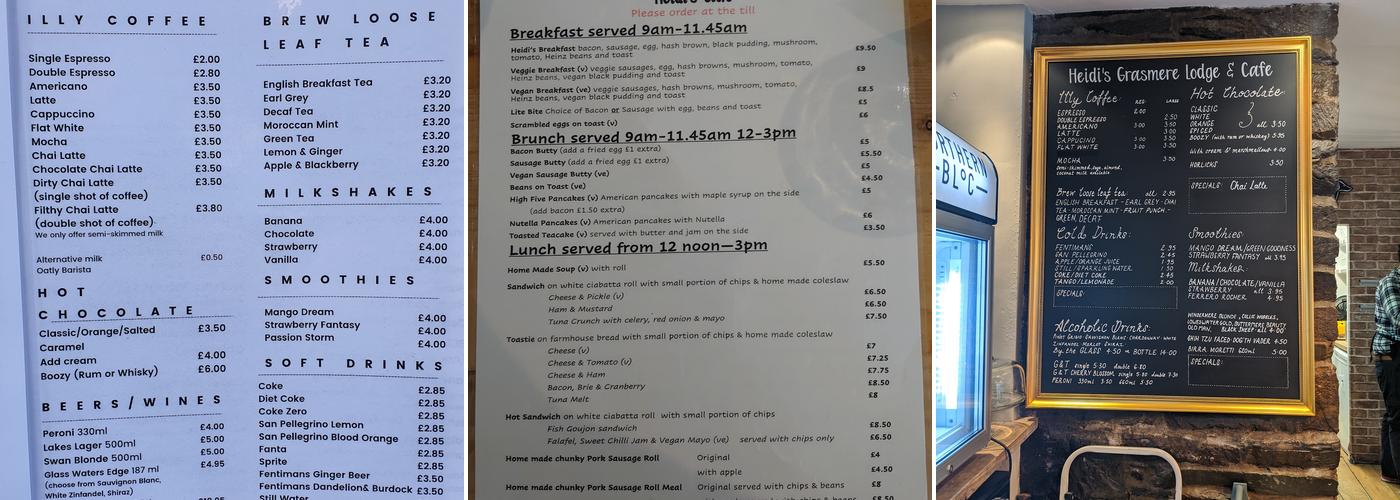 Heidi’s Cafe Menu