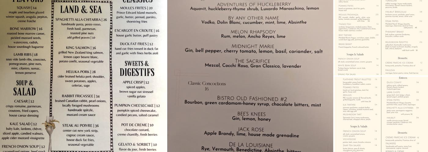 2nd Street Bistro Menu