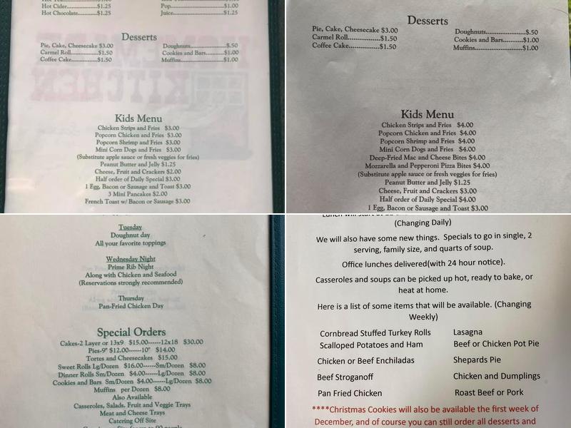 Homemade Kitchen Menu