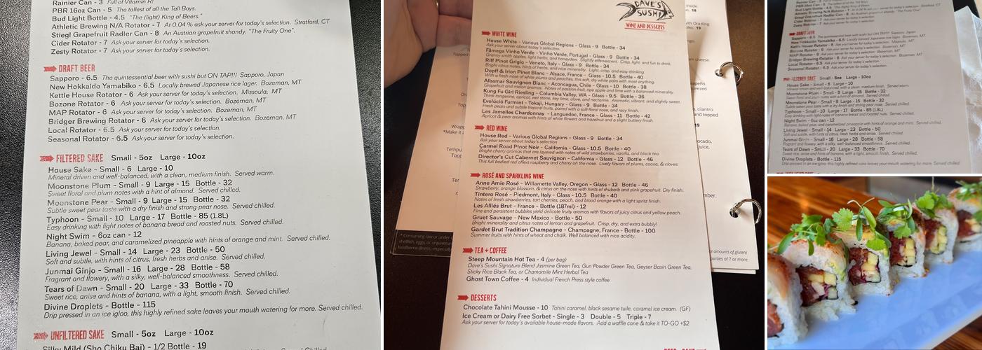Dave's Sushi Menu