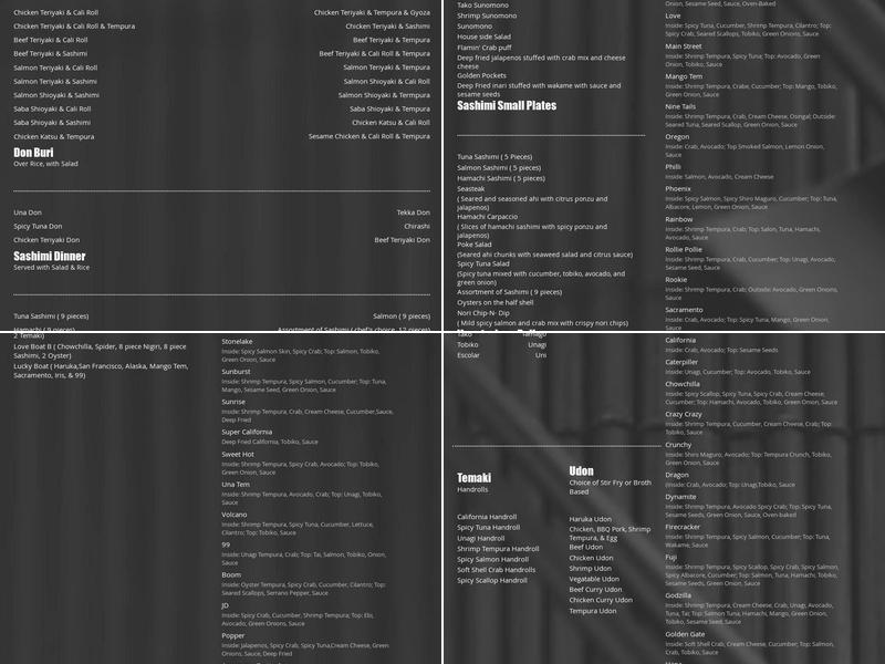 Hazumi Sushi Bar Menu