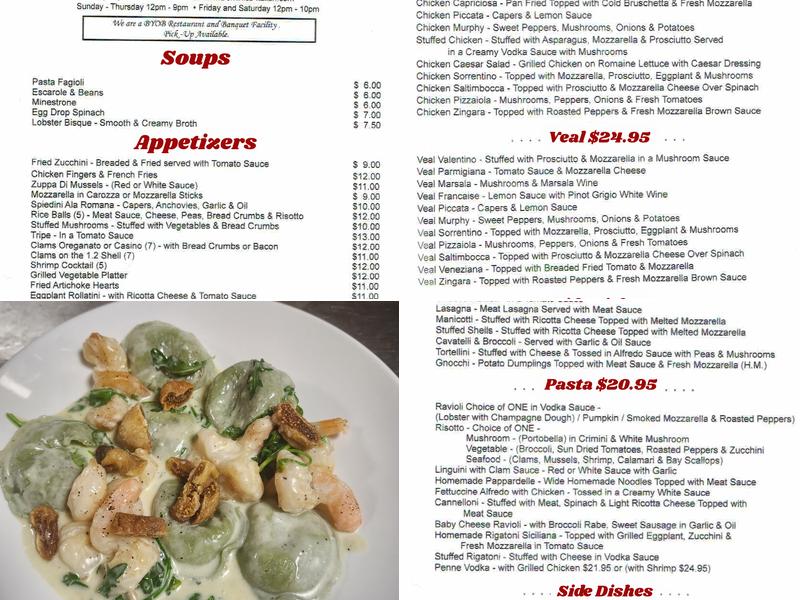 Dominic's Italian Restaurant BYOB Menu