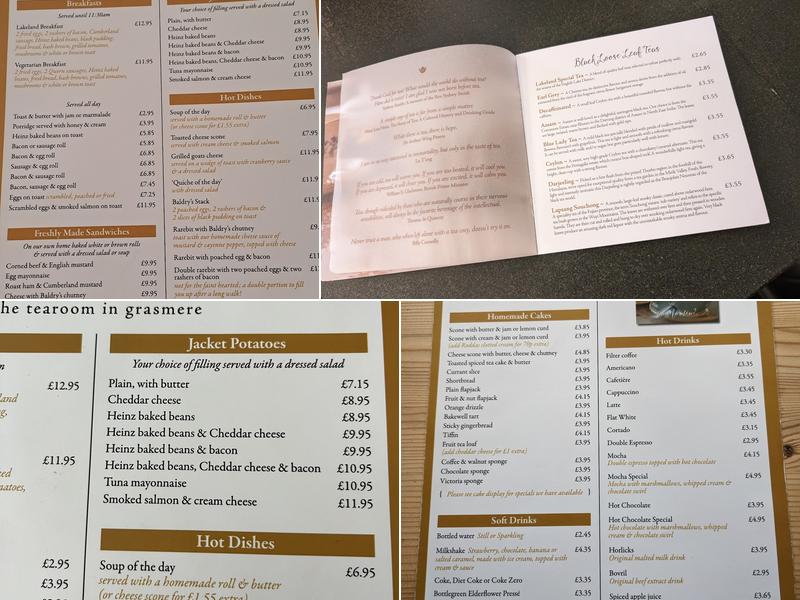 Baldry's Grasmere Menu