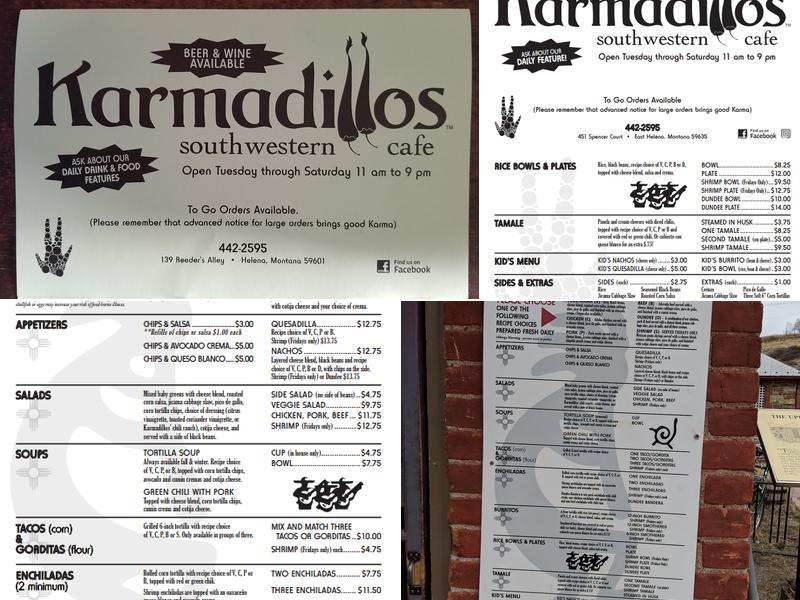 Karmadillos Menu