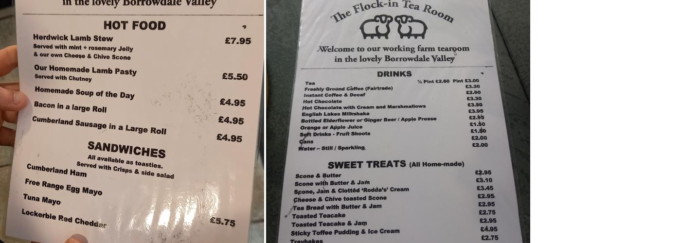 The Flock-Inn Tearoom Menu