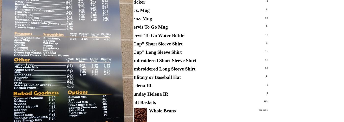 Scenic Brew Menu