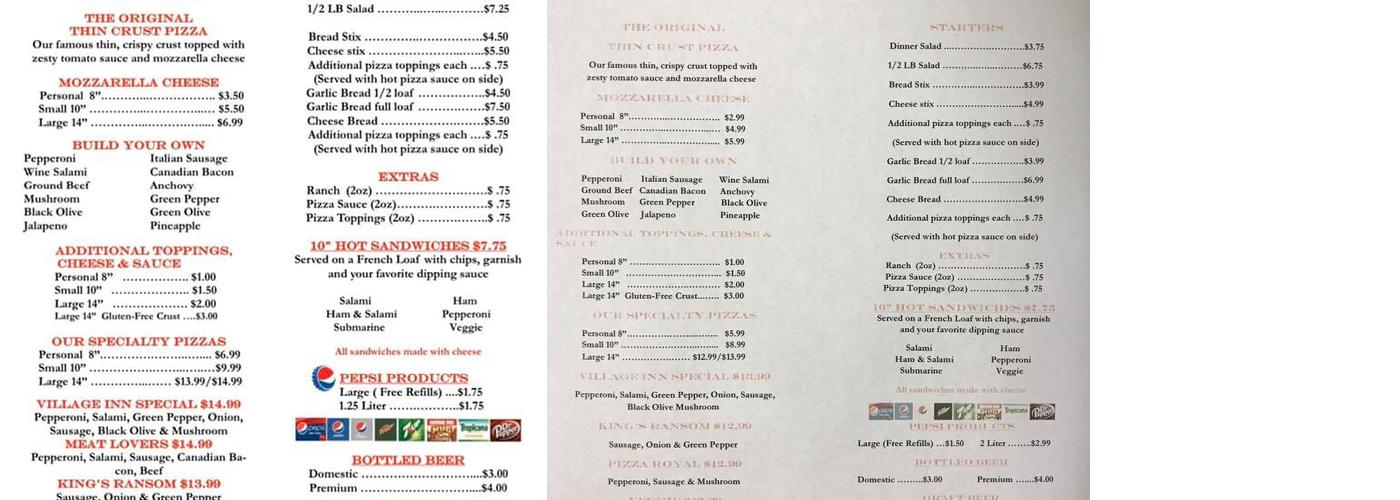 Village Inn Pizza Menu