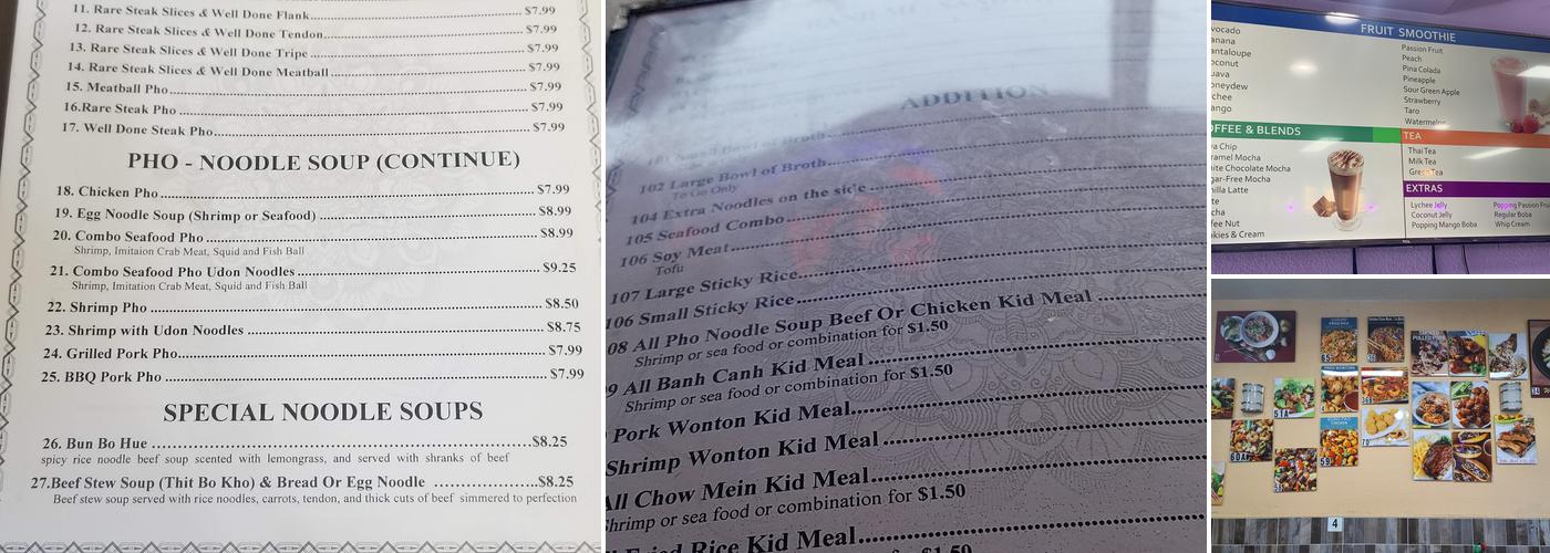 Pho'Dera Menu