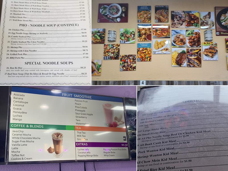 Pho'Dera Menu