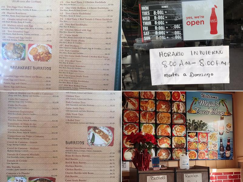 Mejia Taco Shop Menu
