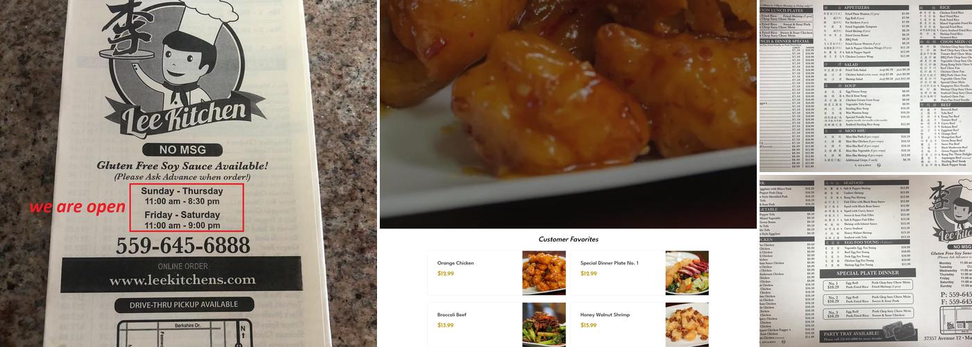 Lee Kitchen Menu