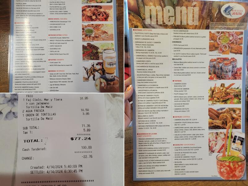 Mariscos Las Islitas Menu