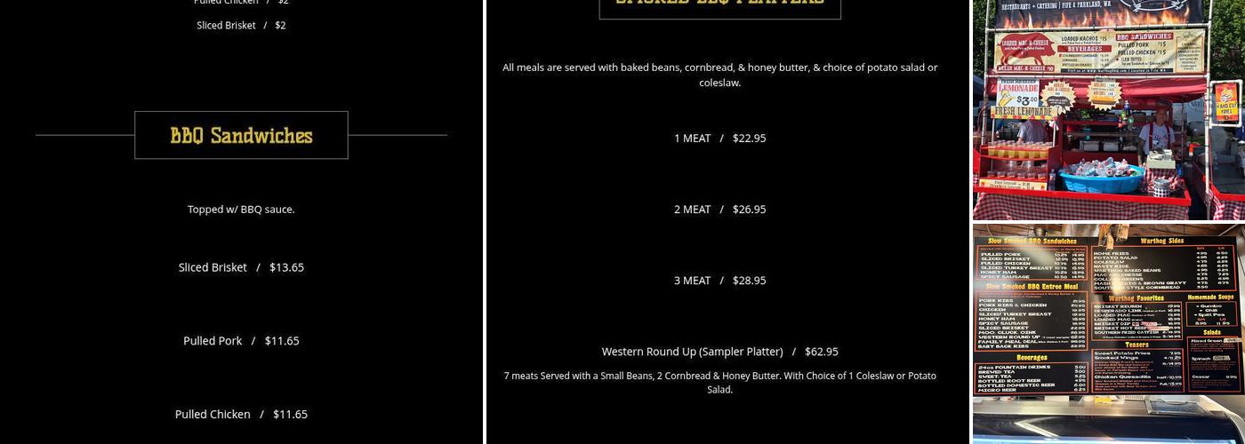 Warthog Barbeque Pit Menu