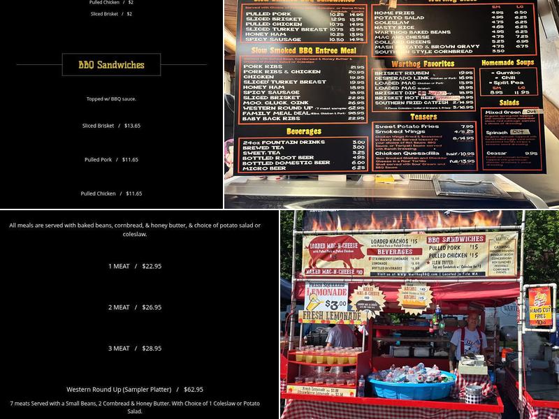 Warthog Barbeque Pit Menu