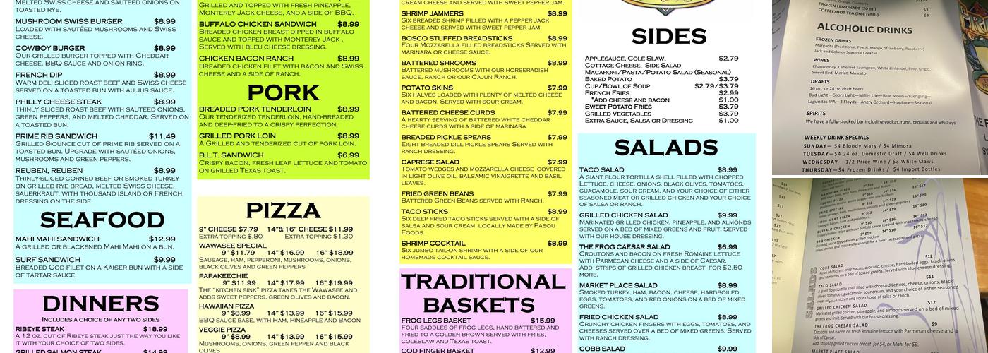 The Frog Tavern Menu