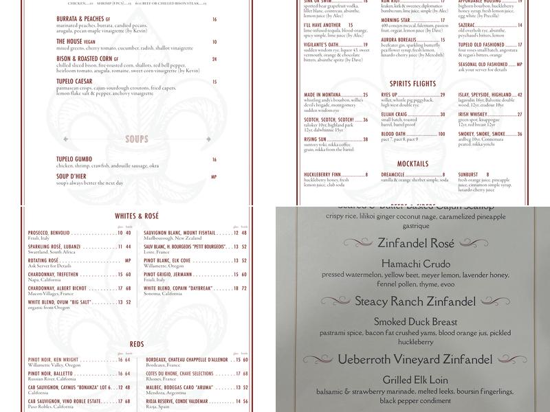 Tupelo Grille Menu