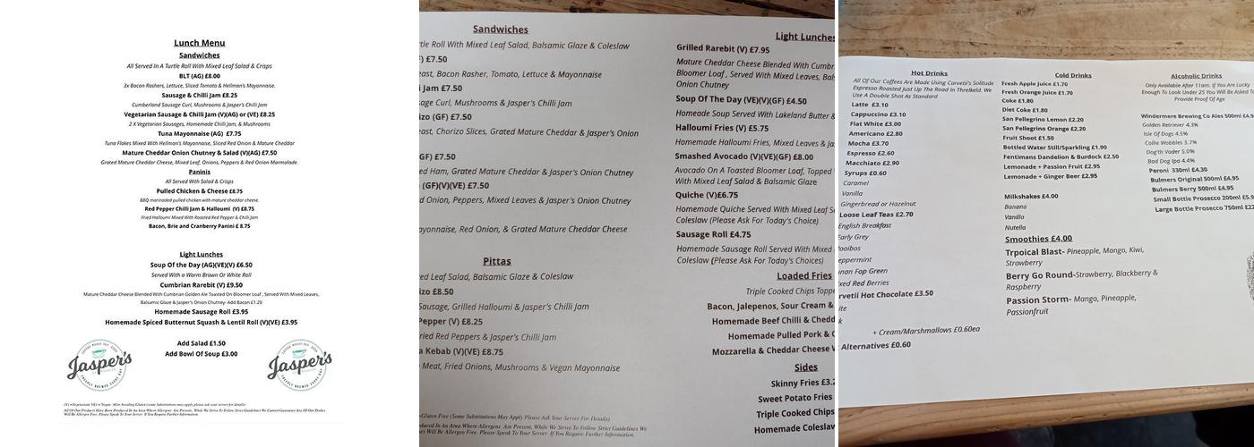 Jasper's Coffee House Menu