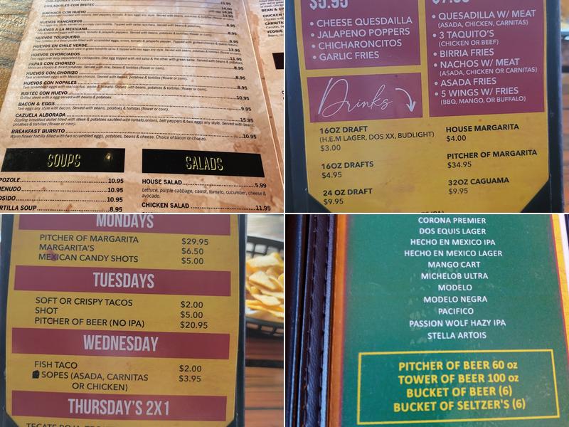 Hecho en Mexico Menu