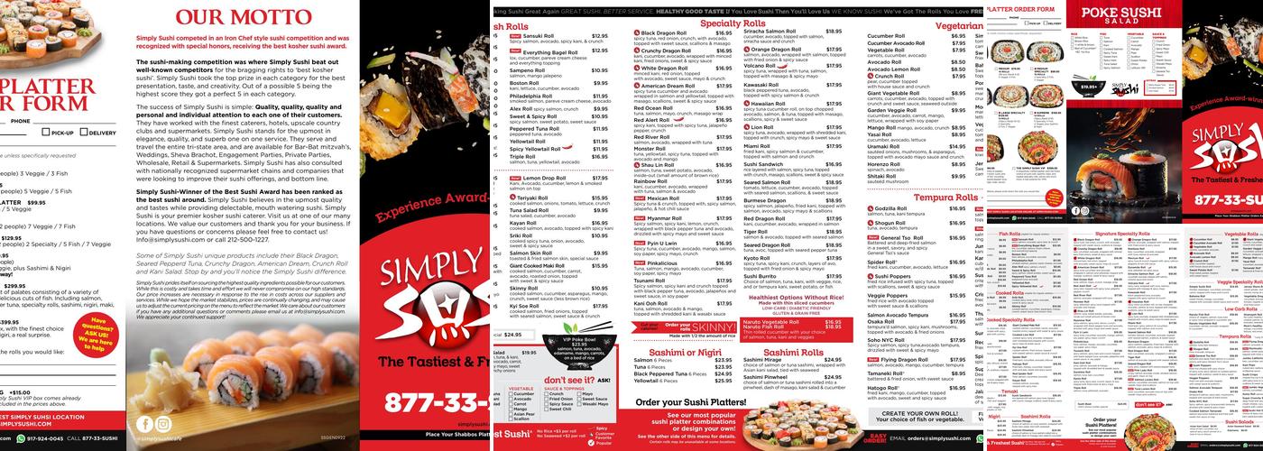 Simply Sushi LLC Menu