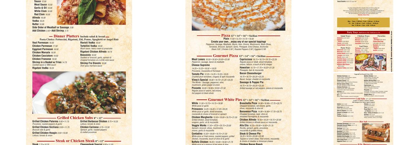 Vinny's Pizza Menu