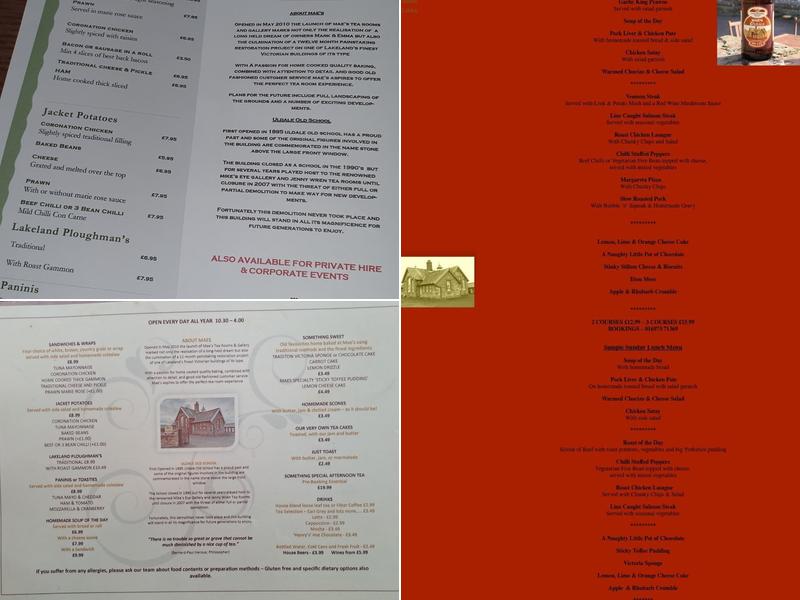 Mae's Tea Rooms & Gallery Menu