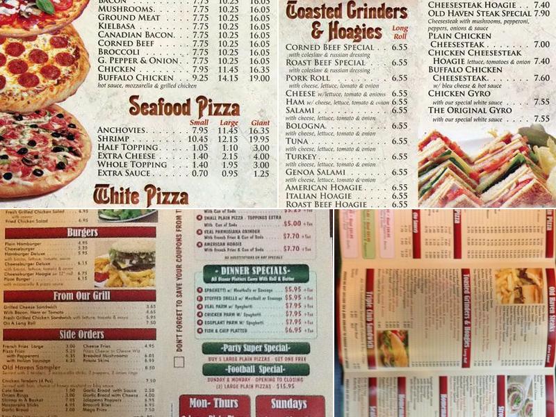 Old Haven Pizza Menu
