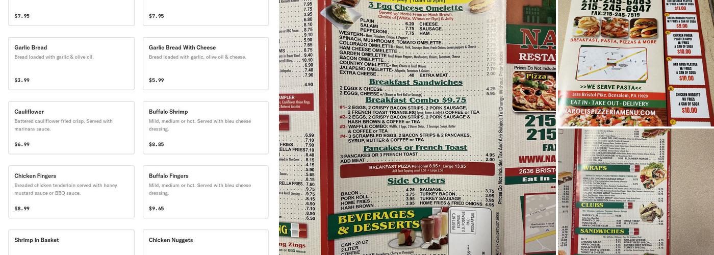 Napoli's Pizzeria Menu