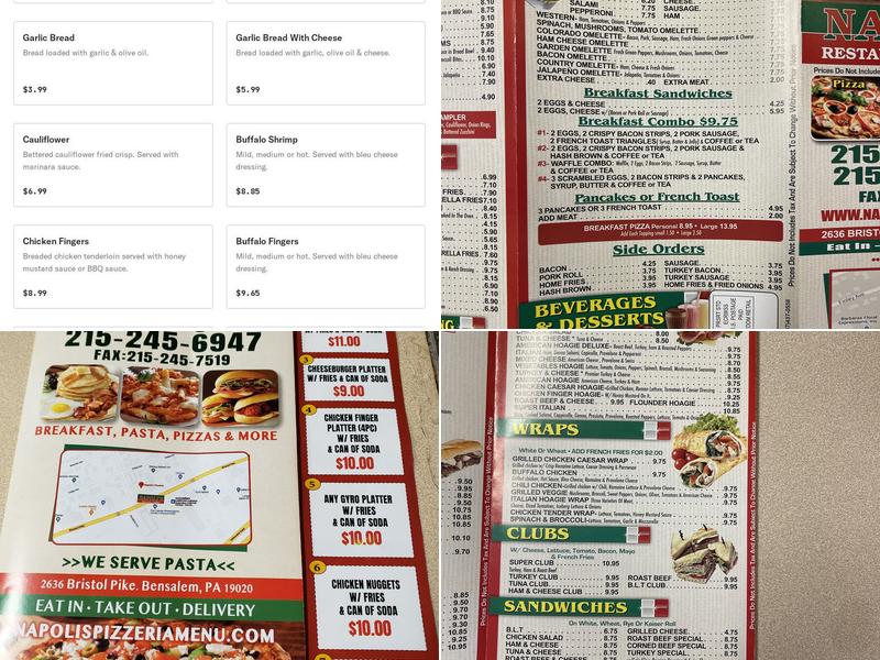 Napoli's Pizzeria Menu
