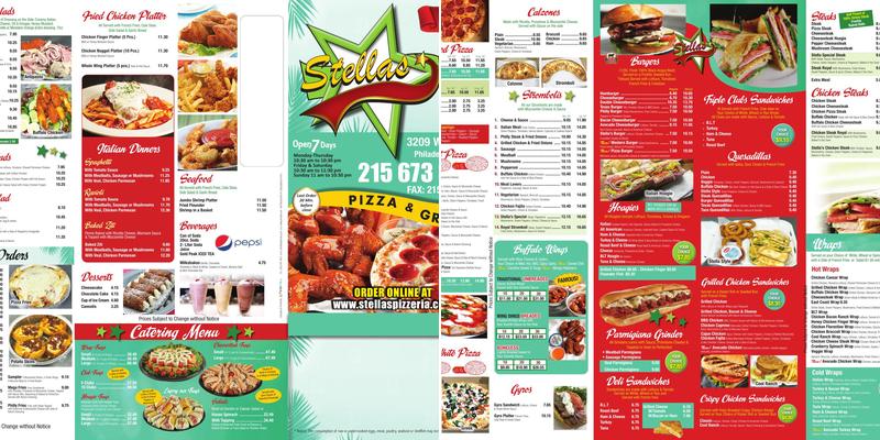 Stella's Pizzeria Menu