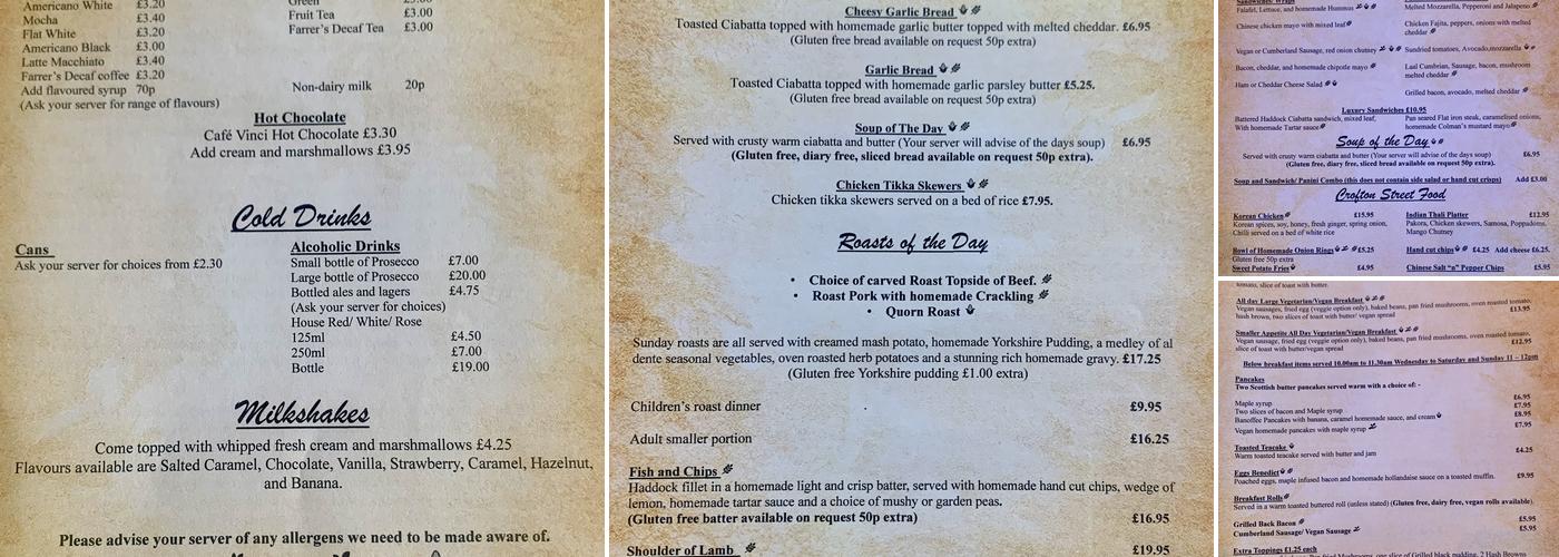 Crofton Hall Coffee Shop and Eatery Menu