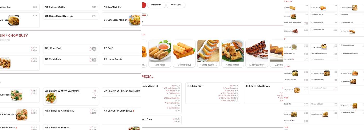 Wan Bo Buffet Menu