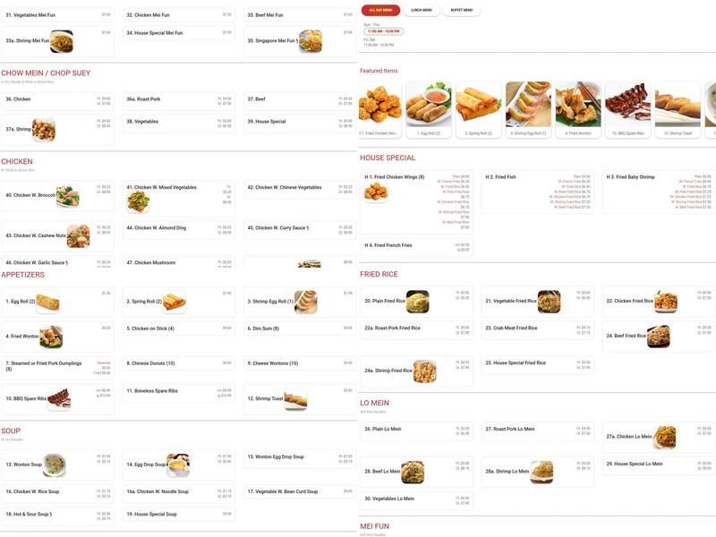 Wan Bo Buffet Menu
