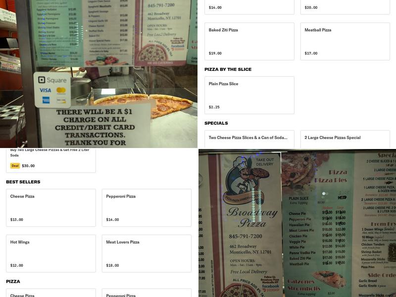 Broadway Pizza Menu