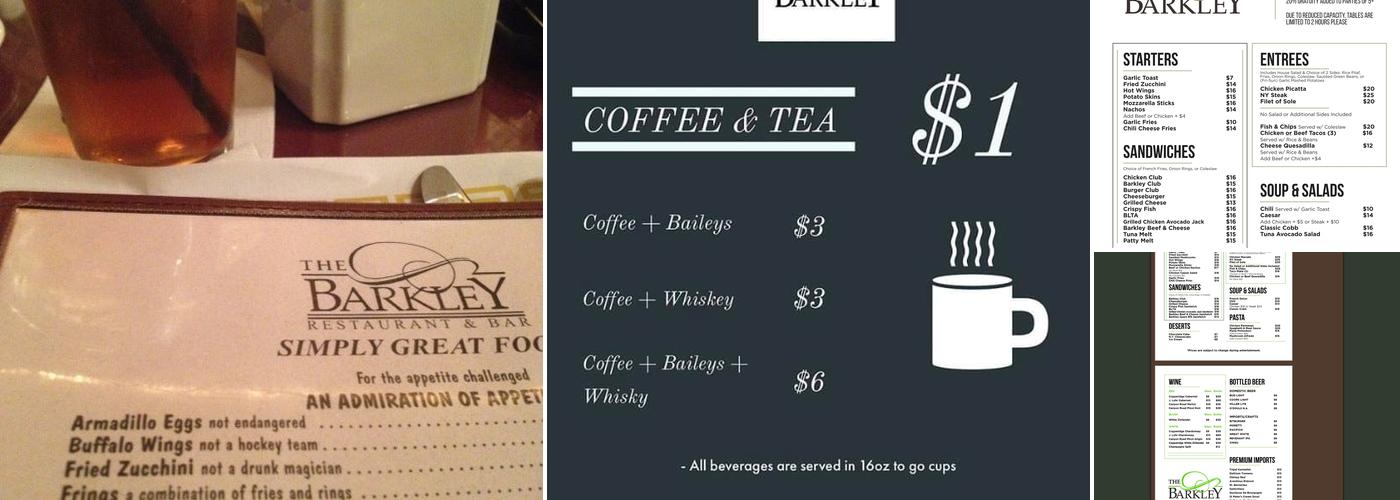 The Barkley Restaurant & Bar Menu