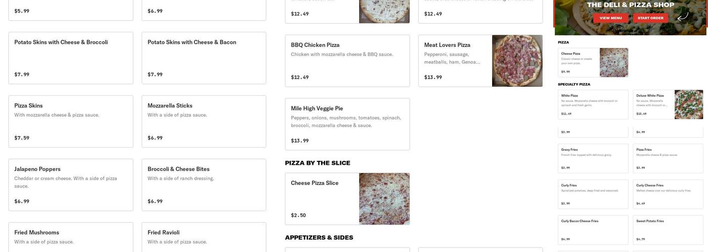 The Deli & Pizza Shop Menu