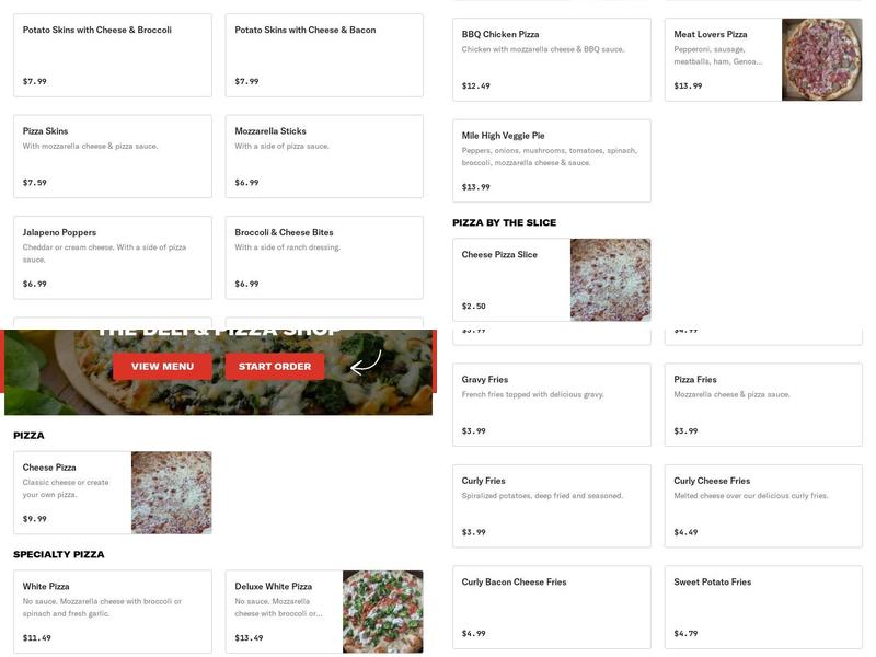 The Deli & Pizza Shop Menu