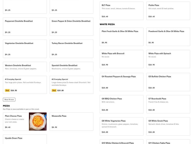 Original Boston Style Pizza 2 Menu