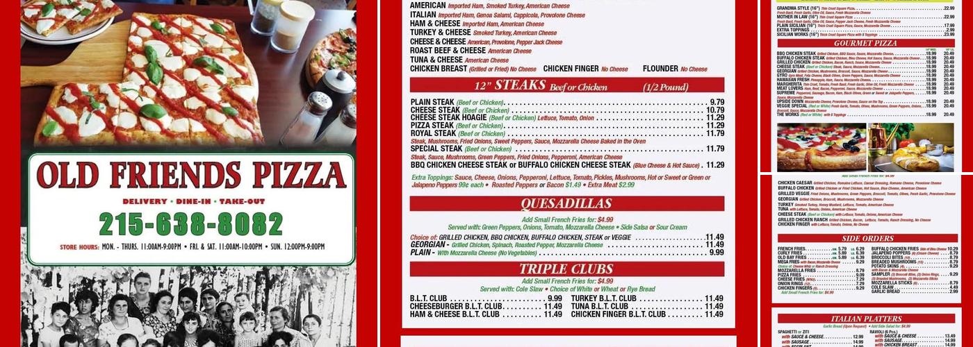 Old Friends Pizza Menu