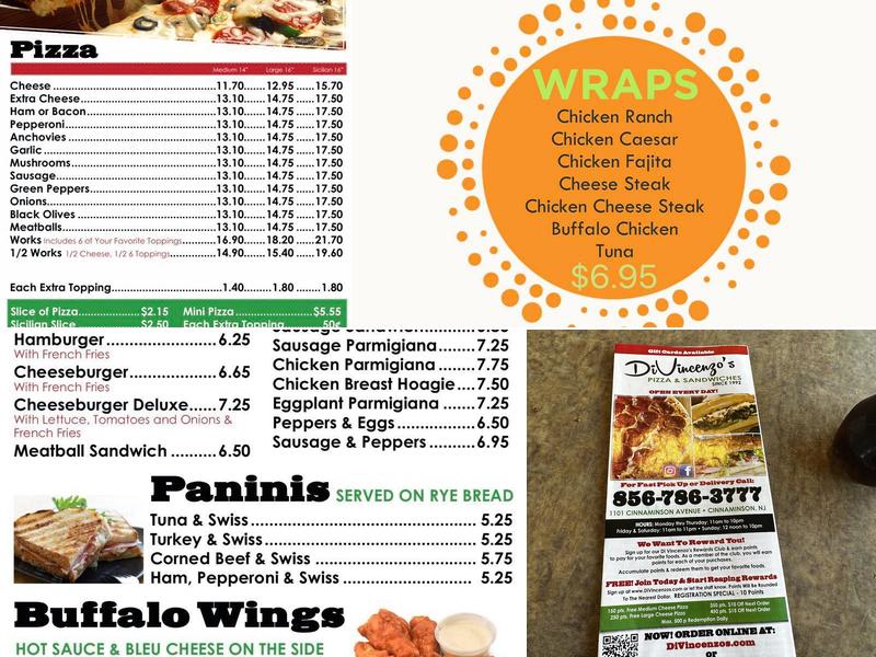 Di Vincenzo's Pizza Menu