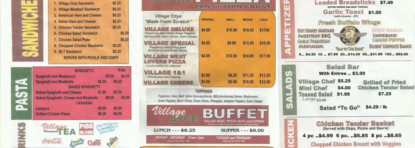 Village Pizza Menu