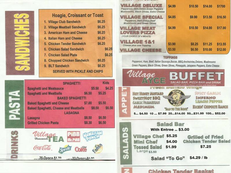 Village Pizza Menu