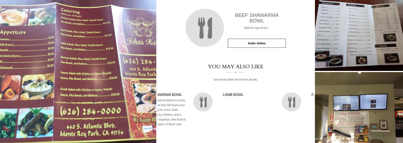 John kabobs Menu