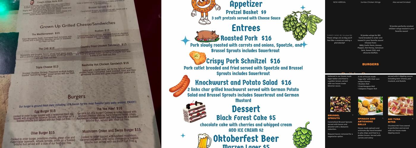 From Huron Out Pub Menu