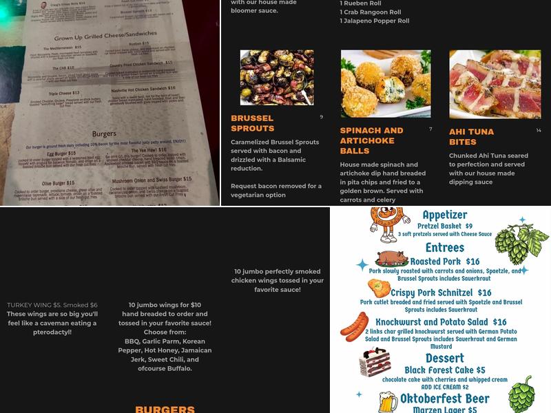 From Huron Out Pub Menu