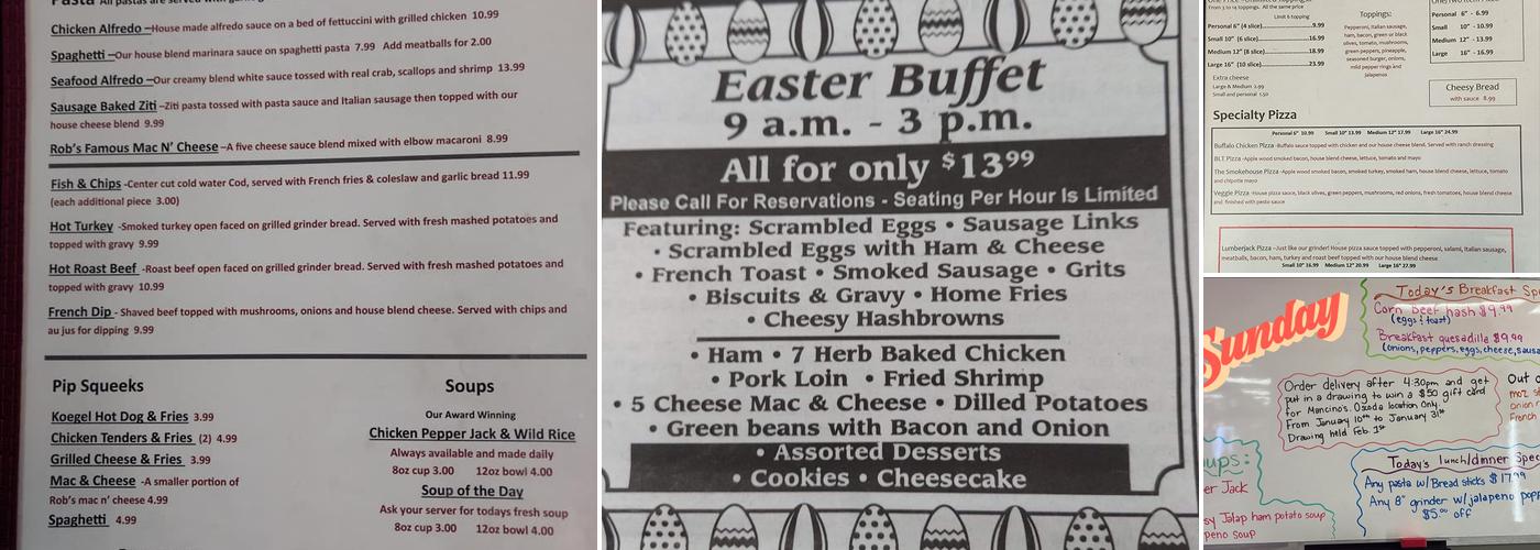 Mancino's Pit Stop Menu