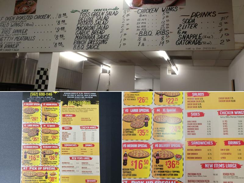 J's Pizza Menu