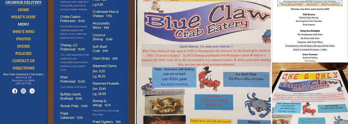 Blue Claw Menu