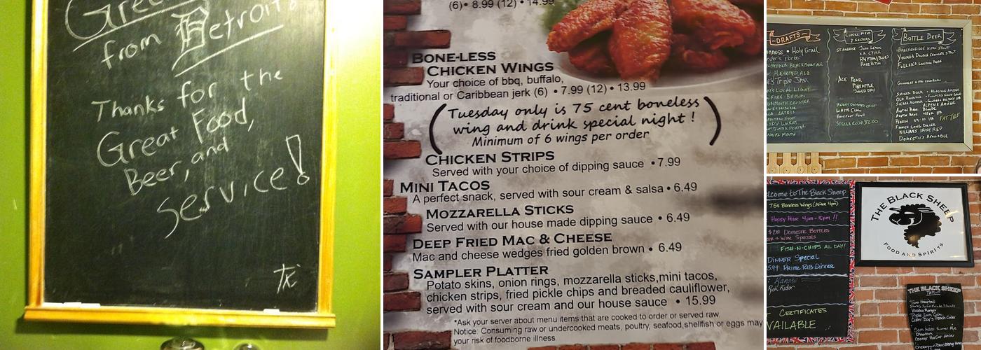 Black Sheep Pub Menu