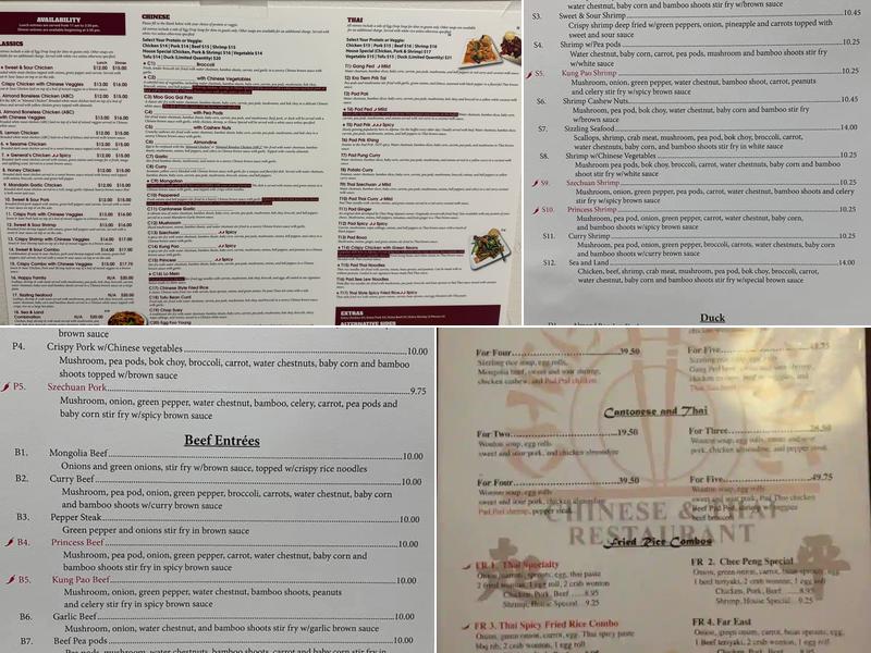 Chee Peng Chinese and Thai Restaurant Menu